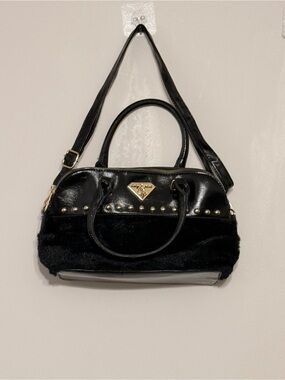Baby Phat Black Shoulder Bag with Gold Hardware
